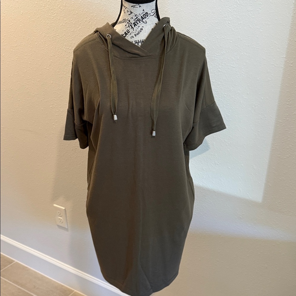 Cable & Gauge Olive Hoodie Dress